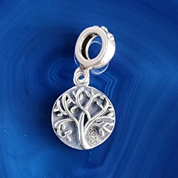 Vintage Sterling Silver Tree Of Life Rhinestone Dangle Charm Pendant - Picture 5 of 7